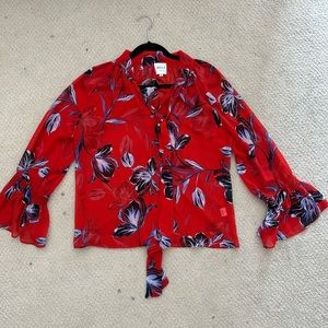Misa Los Angeles floral top with bell sleeves size XS